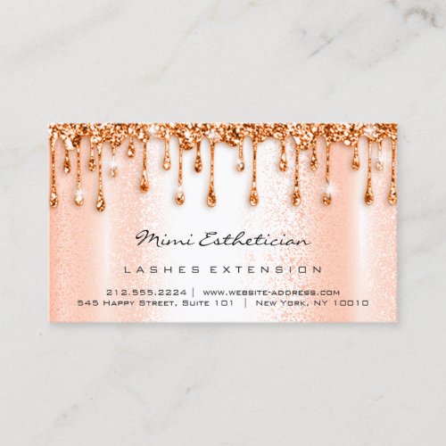 Aftercare Instructions Lash Copper Glitter Drips Business Card