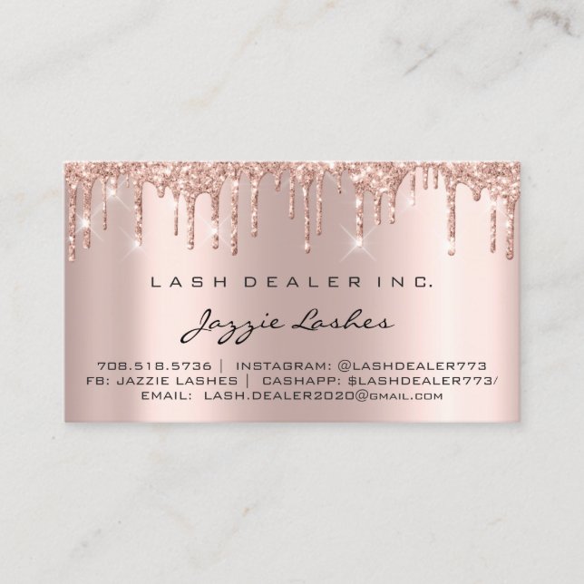 Aftercare Instructions Lash Deal  Rose Blush Drips Business Card (Front)