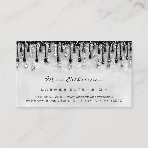 Aftercare Instructions Lash Drip Black Silver Gray Business Card