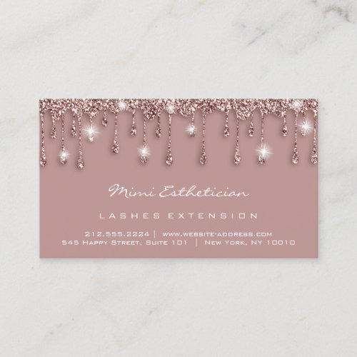 Aftercare Instructions Lash  Drips Rose Glitter Business Card