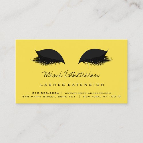 Aftercare Instructions Lash Extension Black Yellow Business Card