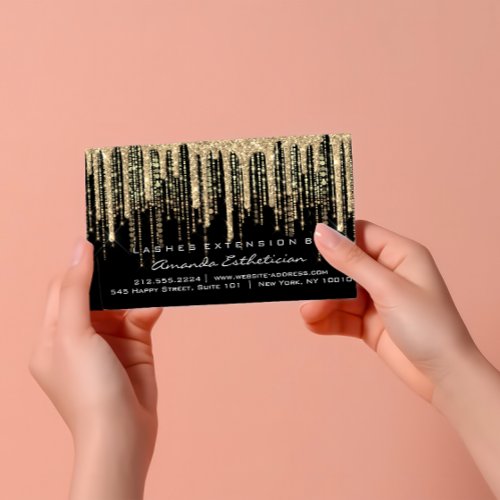 Aftercare Instructions Lash Extension Gold Black Business Card