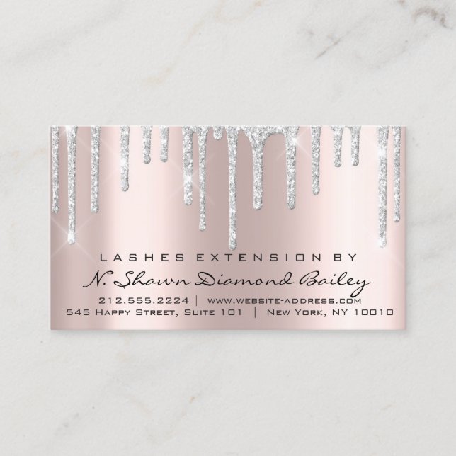 Aftercare Instructions Lash Extension Gray Drips Business Card (Front)