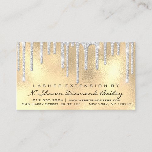 Aftercare Instructions Lash Extension Grey Gold Business Card