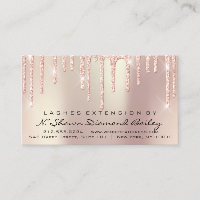 Aftercare Instructions Lash Extension Pearly Drips Business Card (Front)
