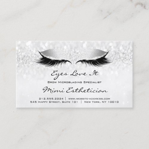 Aftercare Instructions Lash  Extension Silver Gray Business Card