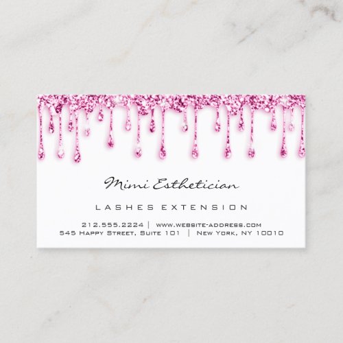 Aftercare Instructions Lash Glitter Pink White Business Card