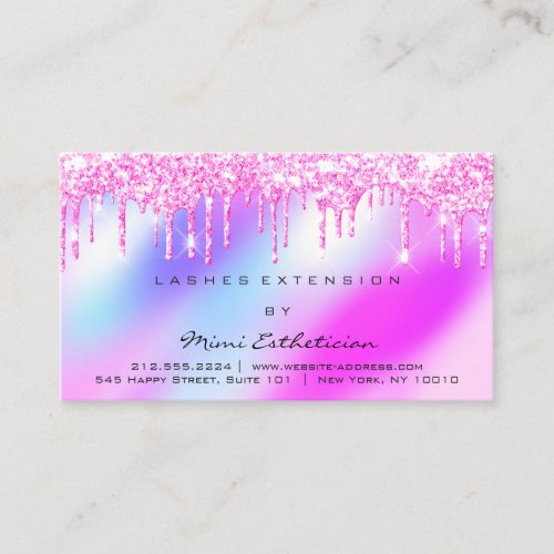 Aftercare Instructions Lash Pink Drips Holograph Business Card