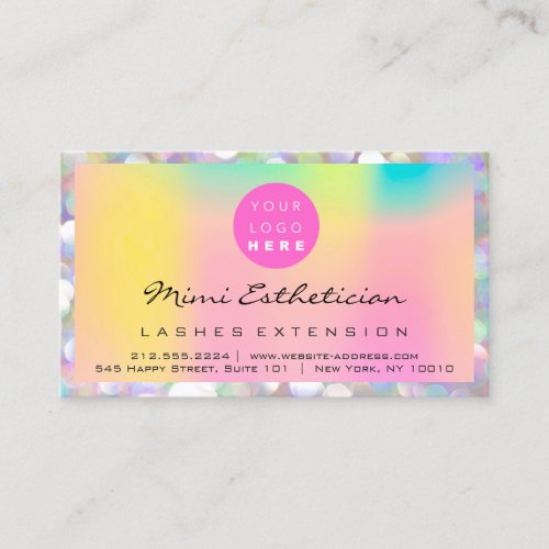 Aftercare Instructions Lash Pink Holograph Logo Business Card