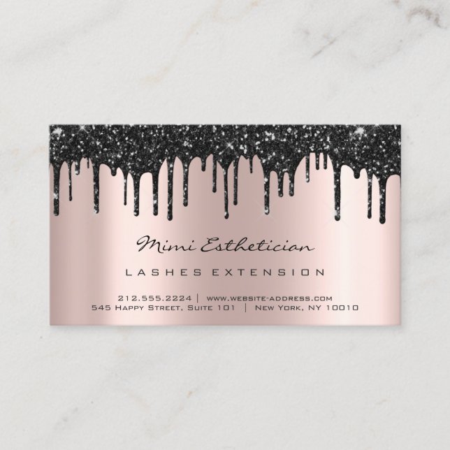 Aftercare Instructions Lash Rose Black Drips VIP Business Card (Front)