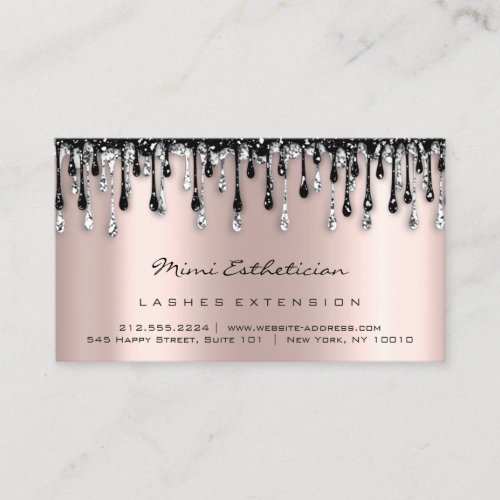Aftercare Instructions Lash Rose Drip Black Silver Business Card