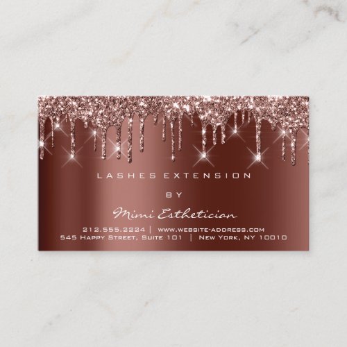Aftercare Instructions Lash Rose Drips Brown Glitt Business Card