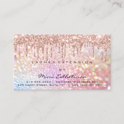 Aftercare Instructions Lash Rose Drips Holographic Business Card