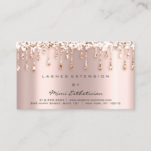 Aftercare Instructions Lash Rose Drips Metallic Business Card
