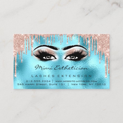 Aftercare Instructions Lash Rose Drips Ocean Business Card