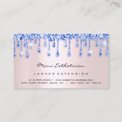 Aftercare Instructions Lash Rose Glitter Drip Blu  Business Card