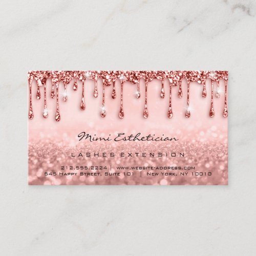 Aftercare Instructions Lash Rose Glitter Drip Pink Business Card