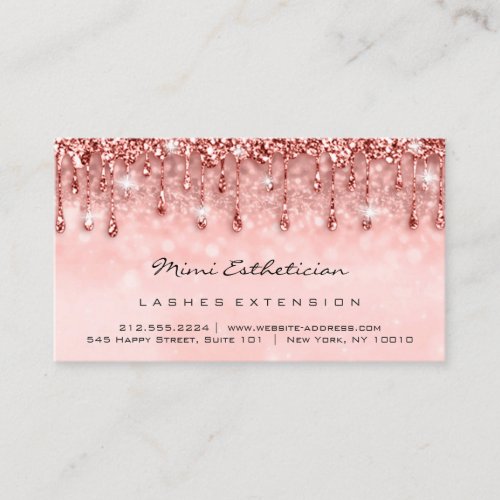 Aftercare Instructions Lash Rose Glitter Drip Pink Business Card
