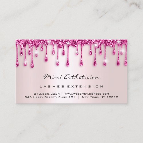 Aftercare Instructions Lash Rose Glitter DripBerry Business Card