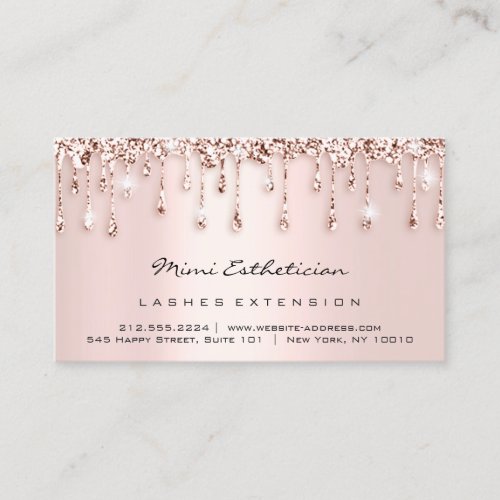 Aftercare Instructions Lash Rose Glitter DripBlush Business Card