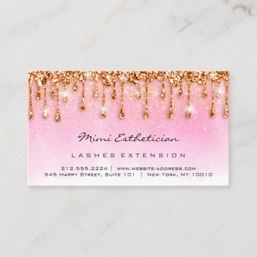 Aftercare Instructions Lash Rose Glitter DripPink Business Card