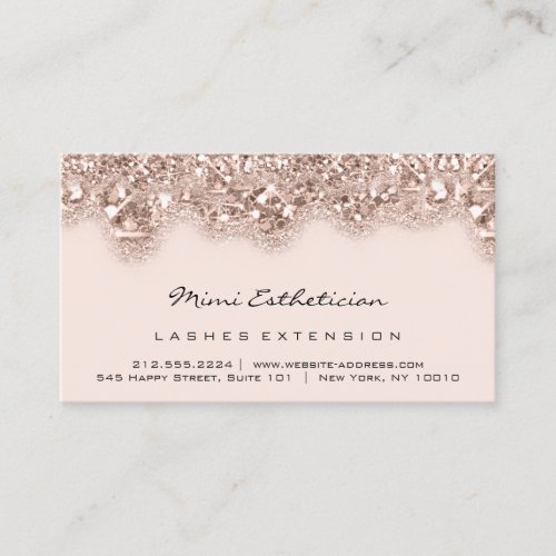 Aftercare Instructions Lash Rose Glitter Drips Business Card