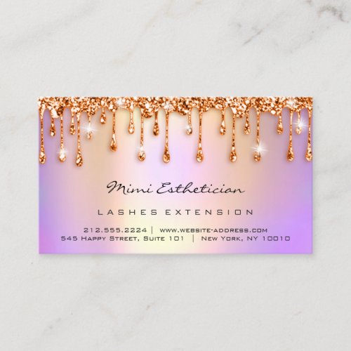 Aftercare Instructions Lash Rose Glitter Purple Business Card