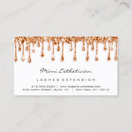 Aftercare Instructions Lash Rose Glitter White Business Card