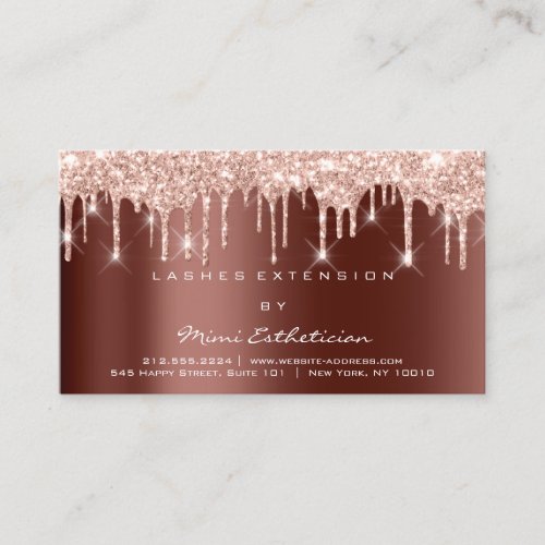 Aftercare Instructions Lash Rose Gold Drips Brown Business Card