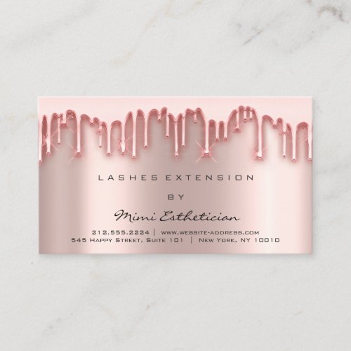 Aftercare Instructions Lash Rose Gold Drips Glam Business Card