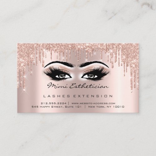 Aftercare Instructions Lash Rose Gold Drips Gloss Business Card