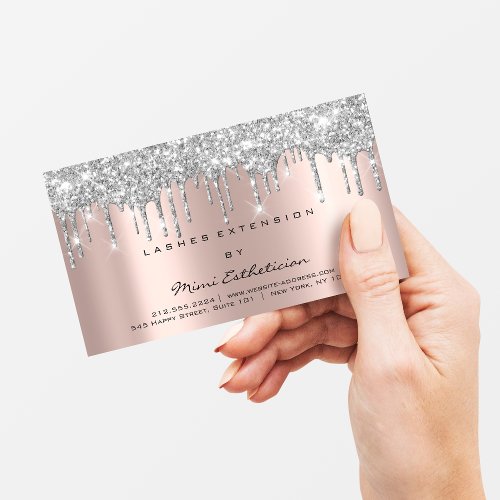 Aftercare Instructions Lash Rose Gold Drips Gray Business Card