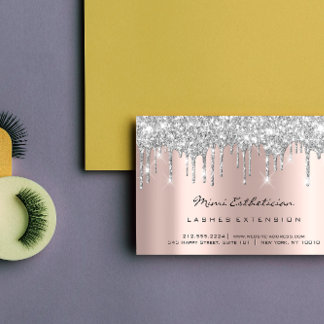 Aftercare Instructions Lash Rose Gold Drips Gray Business Card