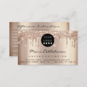 Aftercare Instructions Lash Rose Gold Drips Logo Business Card (Front/Back)