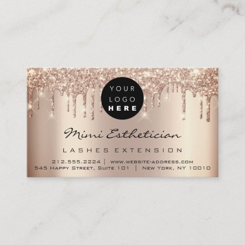 Aftercare Instructions Lash Rose Gold Drips Logo Business Card