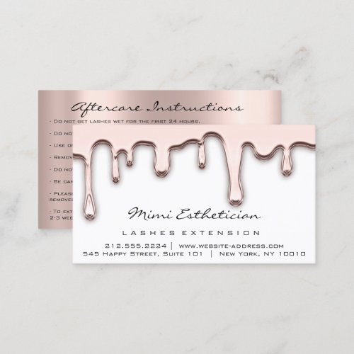 Aftercare Instructions Lash Rose Gold Drips Lux Business Card