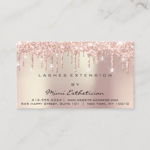 Aftercare Instructions Lash Rose Gold Drips Makeup Business Card