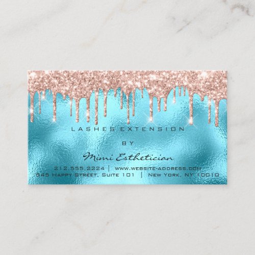 Aftercare Instructions Lash Rose Gold Drips Ocean Business Card