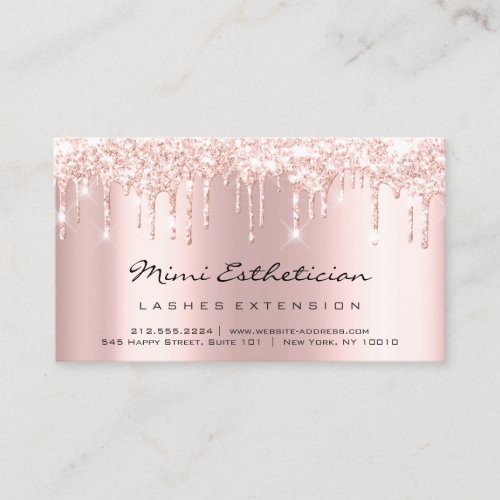 Aftercare Instructions Lash Rose Gold Drips Pink Business Card