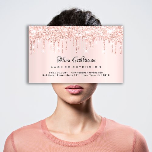Aftercare Instructions Lash Rose Gold Drips Pink Business Card