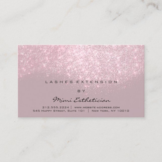 Aftercare Instructions Lash Rose Gold Drips Pink Business Card (Front)