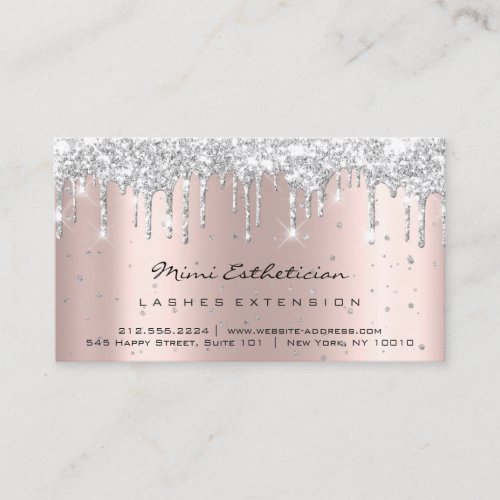 Aftercare Instructions Lash Rose Gold Drips Silver Business Card