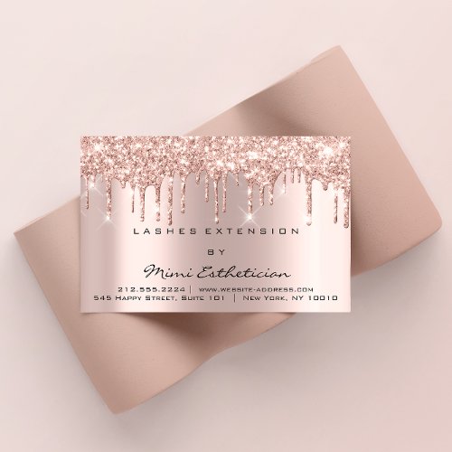 Aftercare Instructions Lash Rose Gold Drips SPA Business Card