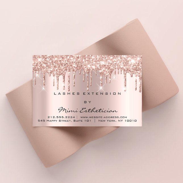 Aftercare Instructions Lash Rose Gold Drips SPA Business Card (Creator Uploaded)
