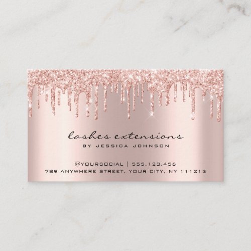 Aftercare Instructions Lash Rose Gold Drips Spark Business Card