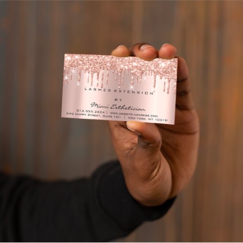 Aftercare Instructions Lash Rose Gold Drips Spark Business Card