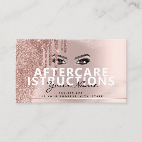 Aftercare Instructions Lash Rose Gold Drips Spark Business Card