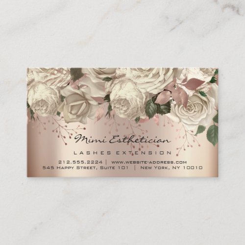 Aftercare Instructions Lash Rose Gold Flowers Mint Business Card