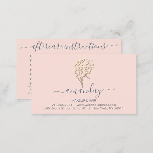 Aftercare Instructions Lash Rose Gold Logo Minimal Business Card