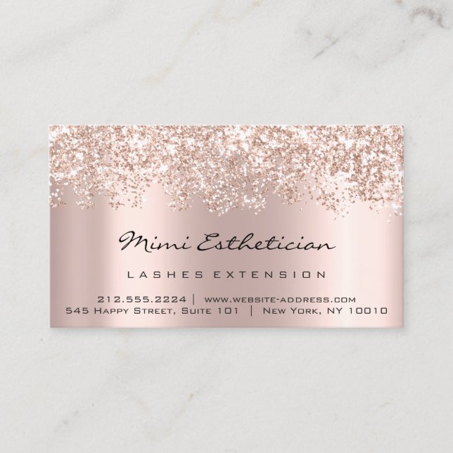 Aftercare Instructions Lash Rose Gold Sand Blush Business Card (Front)